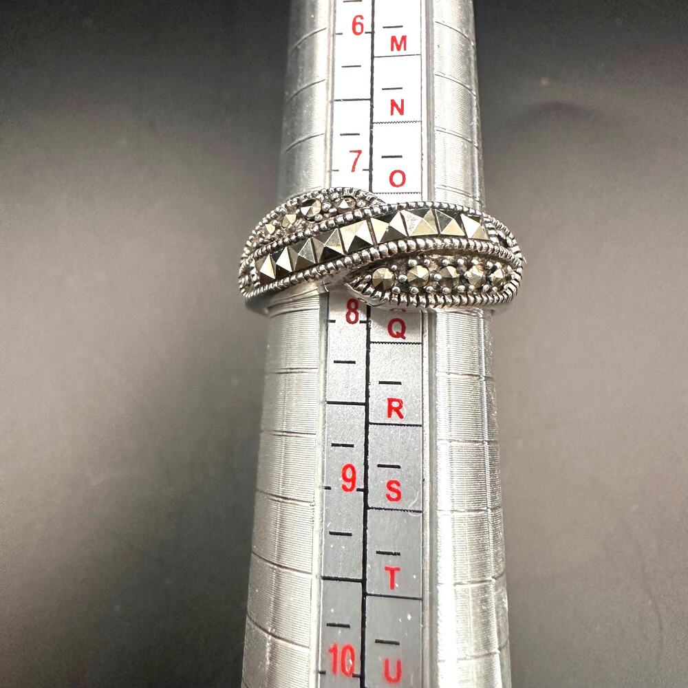 Sterling Silver Marcasite Ring Size 7.75 THAILAND 925 A Boho Casual Jewelry